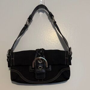 Coach Black Shoulder Bag with Silver Accents